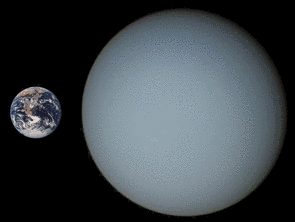 Größenvergleich Erde-Uranus | Quelle: Nasa