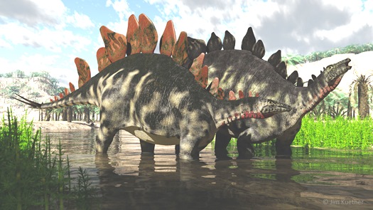 Rekonstruktionsbild der Familie Stegosauria Quelle: J.Kuether (CC BY-SA 4.0)
